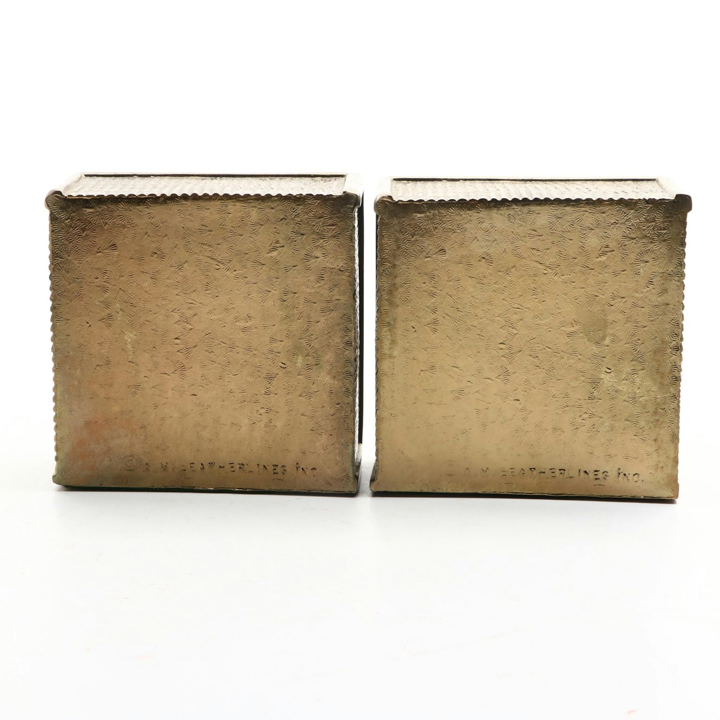 Pair Of A M Leatherlines Mcm Brass Bookends Ebth