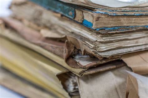 Paper Files In Folder Old Documents Or Old Letter Stock Photo Image