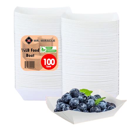 Paper Food Trays Plain White Boats Mini 1 4 Lb 100 Pack