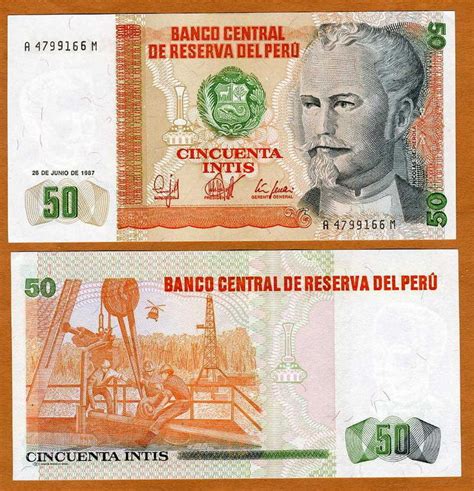 Paper Money South America Peru 50 Intis 1987 P 131 Unc