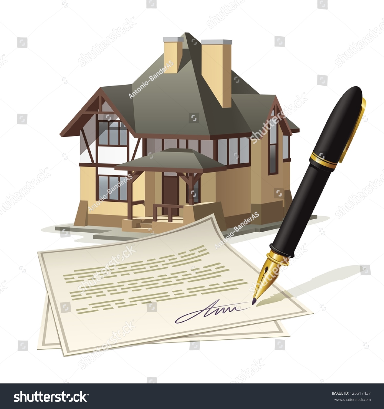 Paperwork At Home Illustration Documenting Real Estate Market Through The Signing Of The