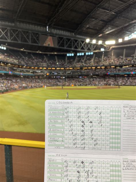 Paperwork At The Colombia Vs Mexico Wbc Game R Baseballscorecards