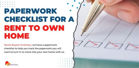 Paperwork Checklist For A Rent To Own Home Home Buyers Inventory