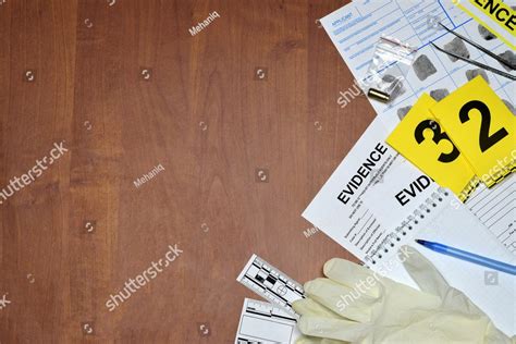 Paperwork During Crime Scene Investigation Process In Csi Laboratory Evidence Labels With