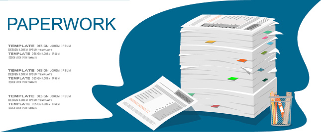 Paperwork Flat Background With Paper Office And Emailing Daily Routine