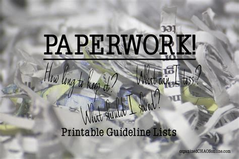 Paperwork How Long To Keep It What To Toss What To Shred Printables