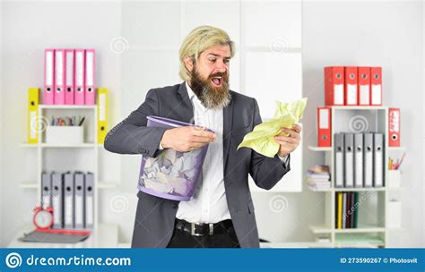 Paperwork Man Hold Recycling Bin This Paper Will Go To Bin With Waste