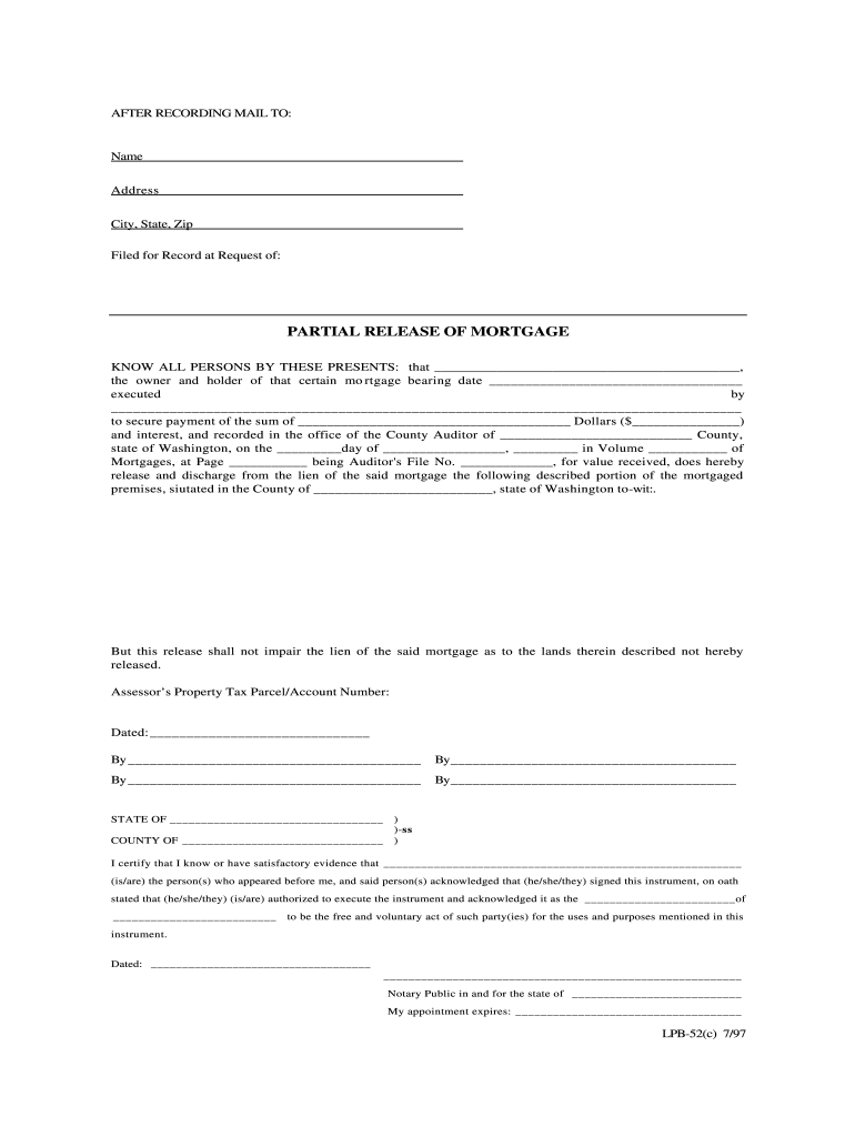 Partial Release Of Mortgage By Individuals 20 6 1Pdf Form Fill Out