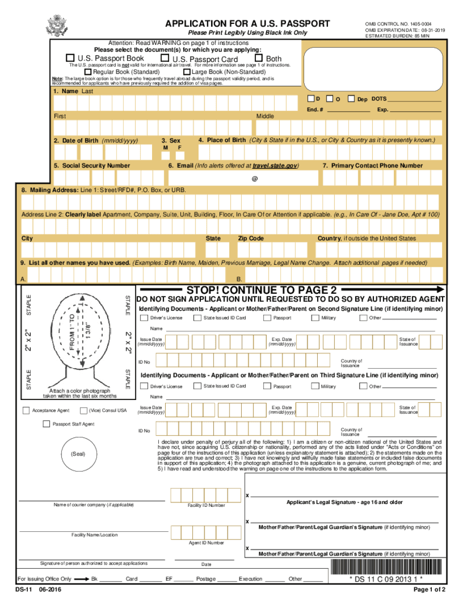 Passport Application Fillable Printable Online Pdf Sample