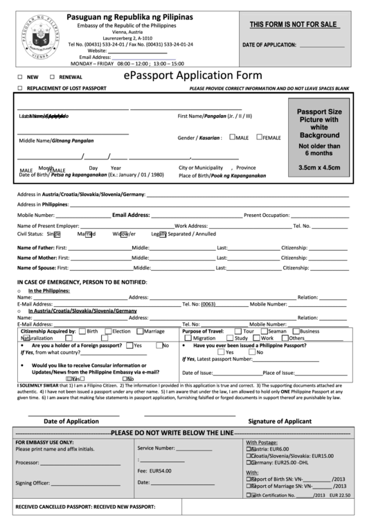 Passport Application For Renewal Form Printable Form 2024