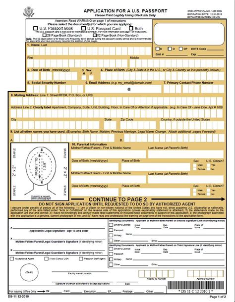 Passport Application Printable Form Printable Forms Free Online