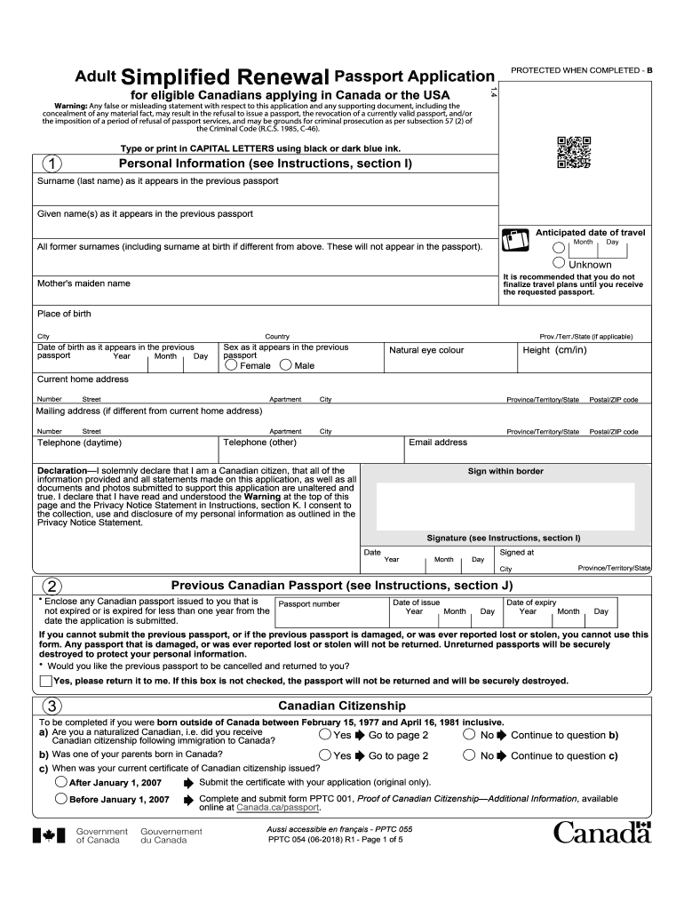 Passport Renewal Form Canada Fill Out And Sign Printable Pdf Template