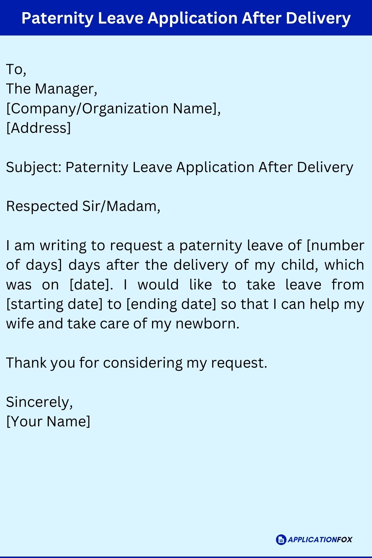 Paternity Leave Request Letter Sample Application Letter For