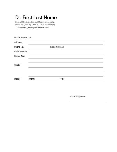 Patient First Doctors Note Template Printable In Pdf Word