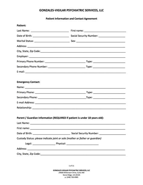 Patient Forms Gonzales Vigilar Psychiatric Services Llc