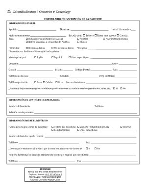 Patient Information Form In Spanish Fill Online Printable Fillable