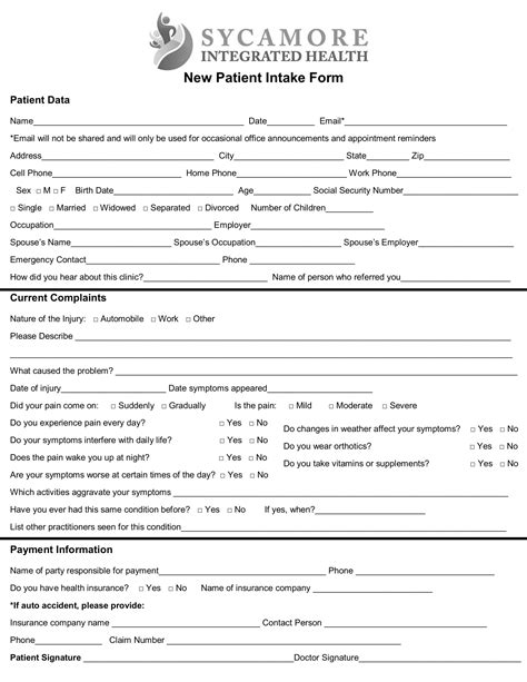 Patient Intake Form Template Best Of Free Patient Intake Form Template