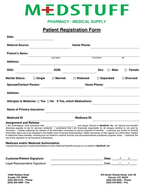 Patient Registration Form In Word And Pdf Formats