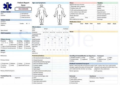 Patient Report Form Prf A4 1Xpad For First Aid Medic Ambulance