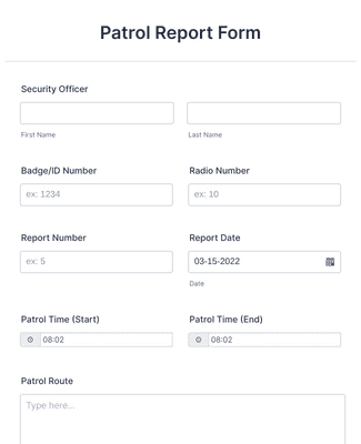 Patrol Report Form Template Jotform