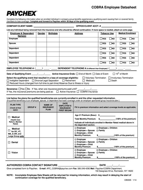 Paychex Cobra Fill And Sign Printable Template Online Us Legal Forms