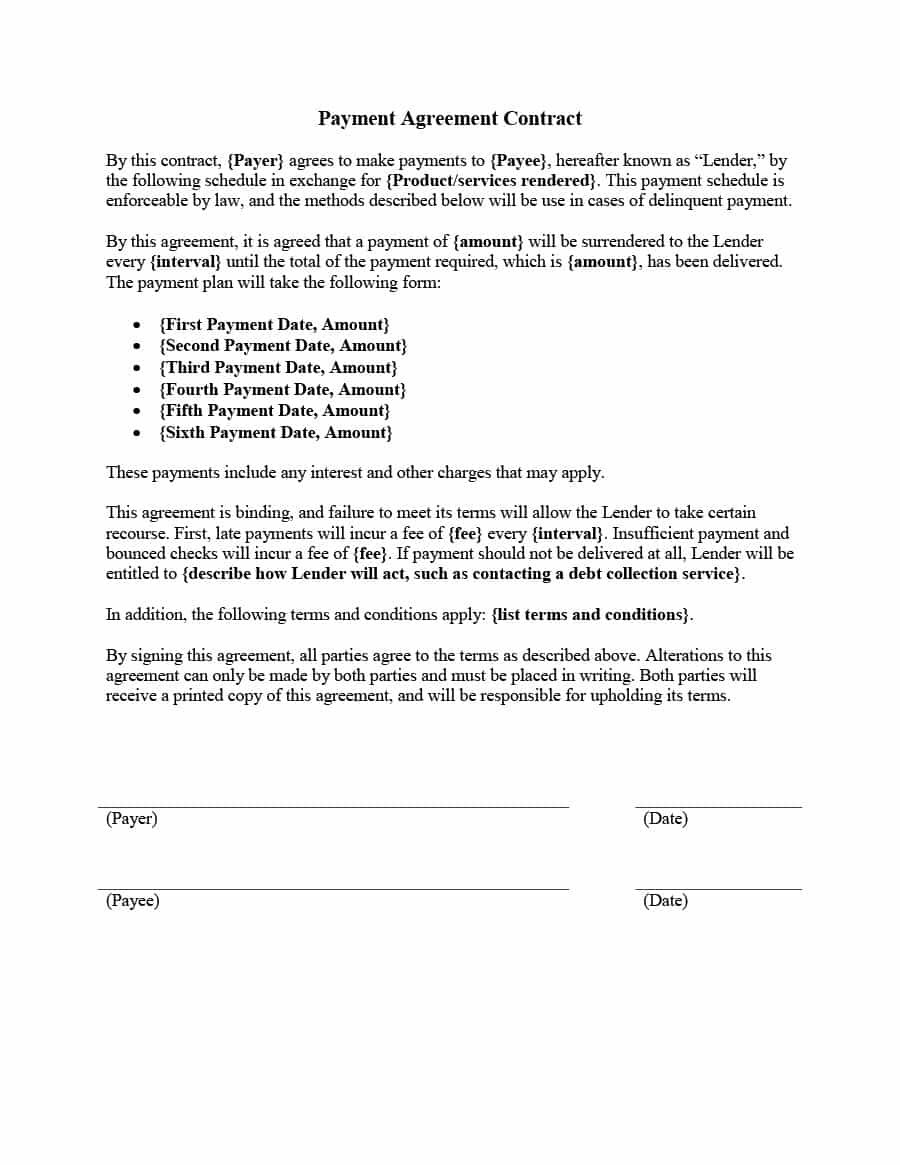 Payment Agreement Template Fill Out Sign Online And Download Pdf