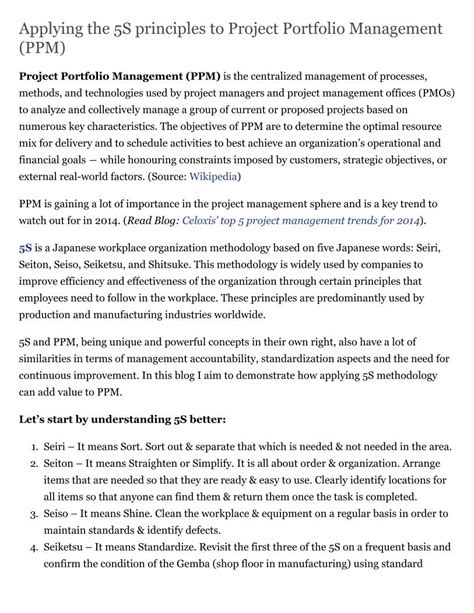 Pdf Applying The 5S Principles To Project Portfolio Management Ppm