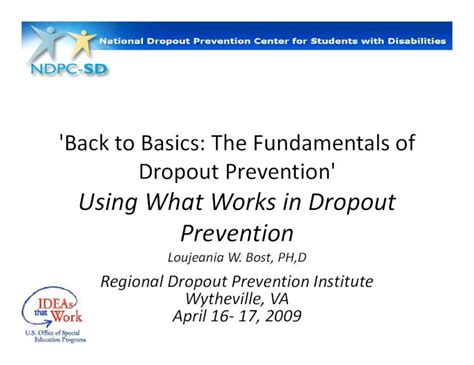 Pdf Back To Basics The Fundamentals Of Dropout Education Wm Edu