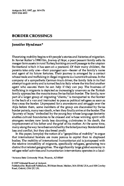 Pdf Border Crossings Jennifer Hyndman Academia Edu