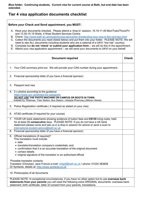 Pdf Checklist For Student Visa Documents Required Checklist For