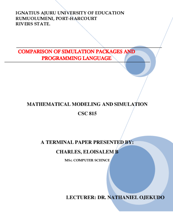 Pdf Comparison Of Simulation Packages And Programming Language