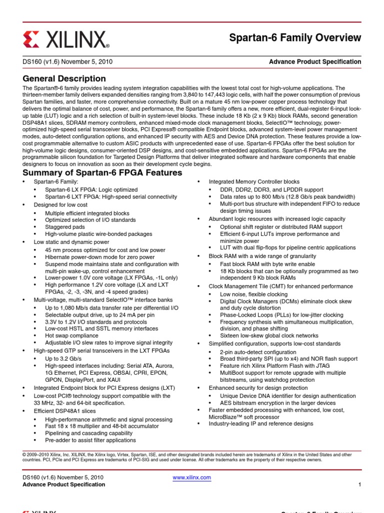 Pdf Ds160 Spartan 6 Fpga Family Overview Dokumen Tips