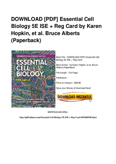 Pdf Essential Cell Biology 5E Ise Reg Card Amber Fiqueroa Academia Edu