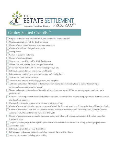 Pdf Estate Settlement Checklist Dokumen Tips