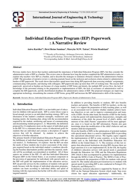 Pdf Individual Education Program Iep Paperwork A Narrative Review