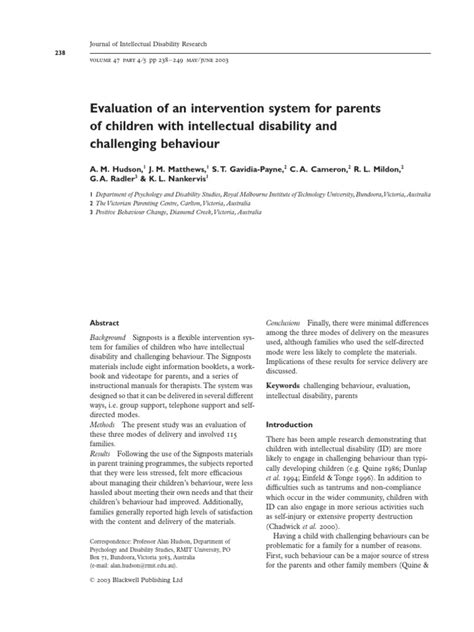 Pdf Interventions For Parents Of People With Intellectual Disabilities