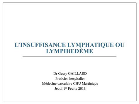 Pdf L Insuffisance Lymphatique Ou Lymph D Me Dans Les Ganglions