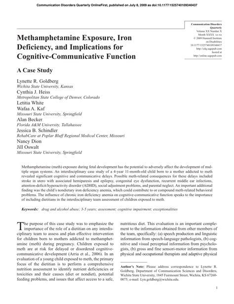 Pdf Methamphetamine Exposure Iron Deficiency And Implications For