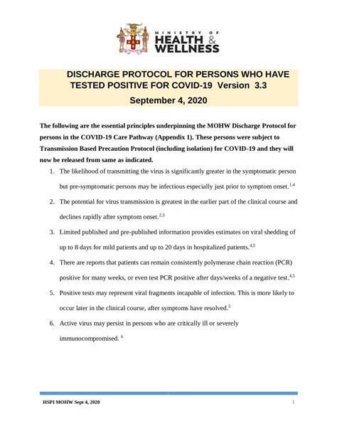 Pdf New Discharge Protocol For Persons Who Have Tested 2020 10