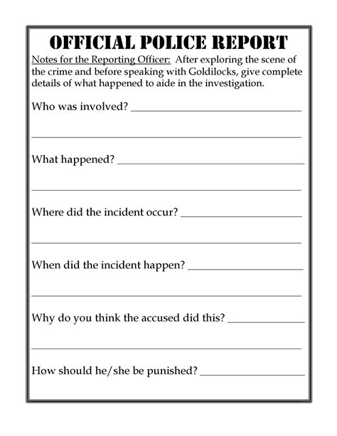 Pdf Printable Police Report Template