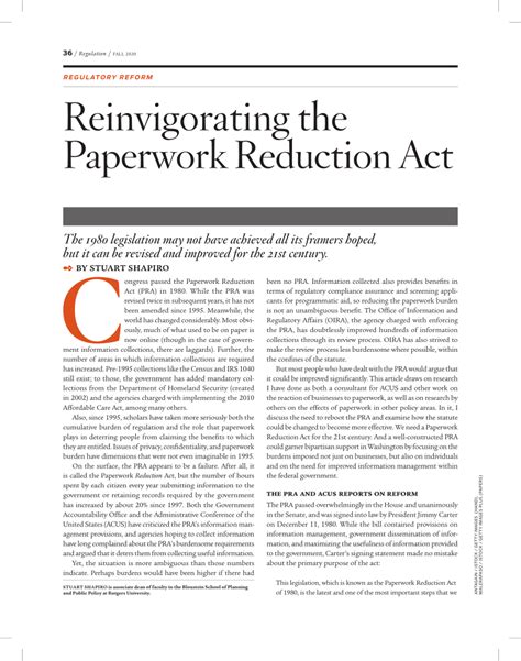 Pdf Reinvigorating The Paperwork Reduction Act