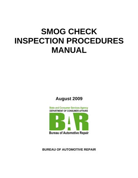 Pdf Smog Check Inspection Procedures Manual Pre Test Check List