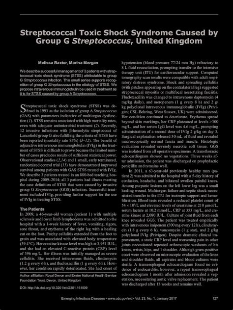 Pdf Streptococcal Toxic Shock Syndrome Caused By Group G Acute