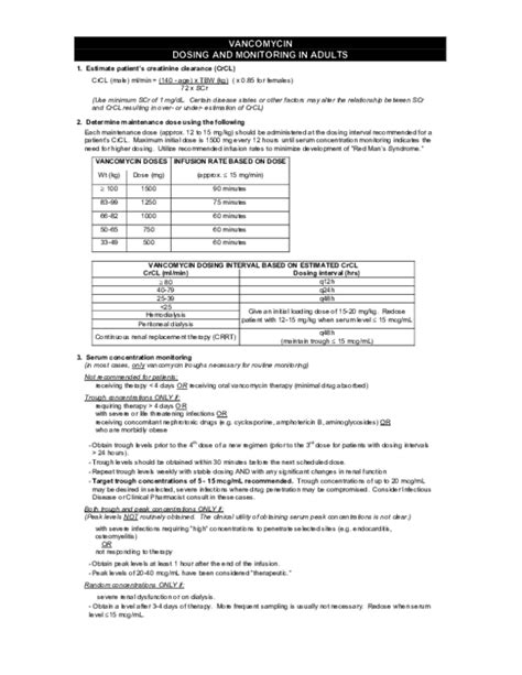 Pdf Vancomycin Dosing And Monitoring In Adults Asri Hutabarat