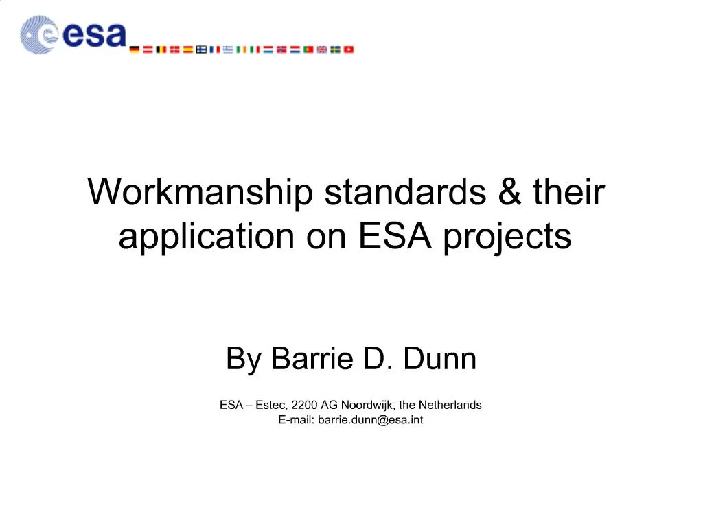 Pdf Workmanship Standards And Their Application On Esa Projects