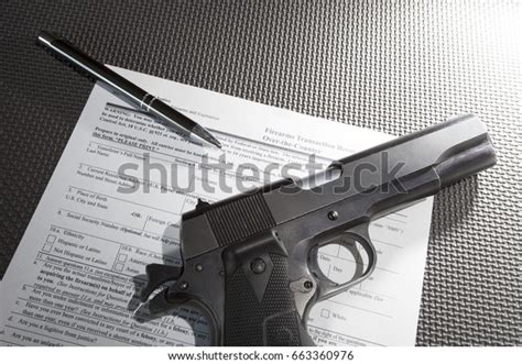 Pen Handgun Paperwork Required Purchase Gun Stock Photo 663360976 Shutterstock