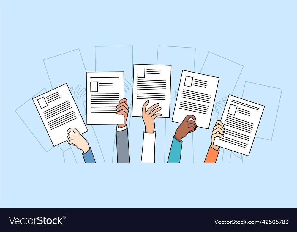 People Hands Holding Cv Apply For Vacancy Vector Image