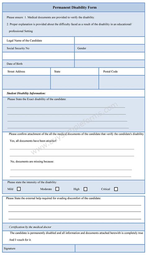 Permanent Disability Forms Printable