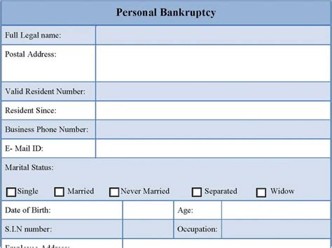 Personal Bankruptcy Form Editable Pdf Forms