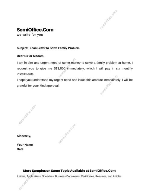 Personal Loan Request Letter For Multi Purposes Semioffice Com